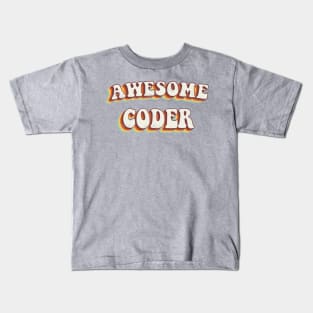 Awesome Coder - Groovy Retro 70s Style Kids T-Shirt